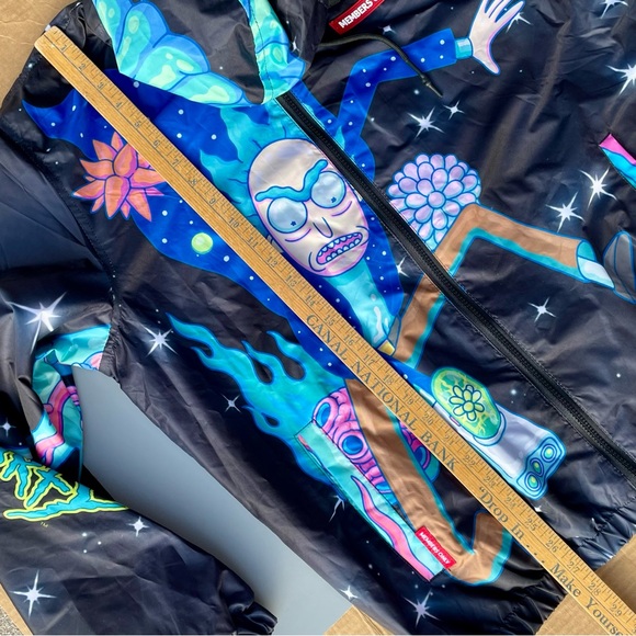 NWT Members Only Adult Swim Rick & Morty Jacket Windbreaker Coat Large Lined - Picture 10 of 14